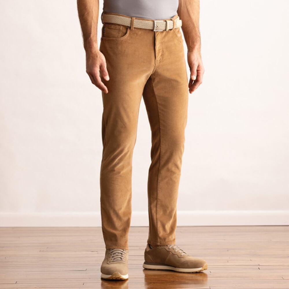 DUNNING Seabury Corduroy Performance Pants Bronze Tan Brown 38 x 30